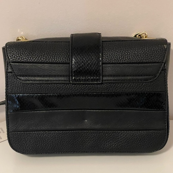 Steve Madden Black Faux Leather Shoulder Bag with Gold Accents - Picture 4 of 11